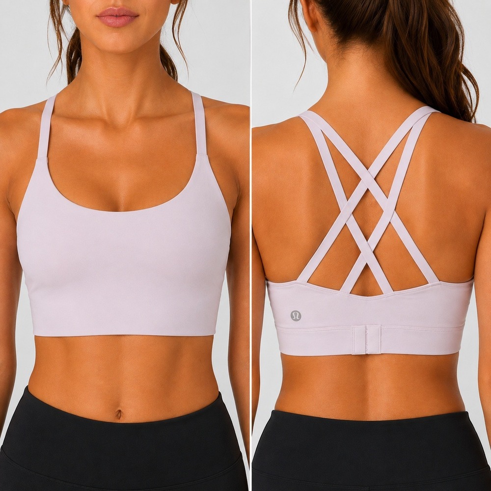 Lululemon Fine Form Sports Bra Pink Cross Back High Support 36C